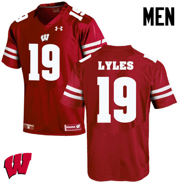 Men Wisconsin Badgers #9 Kare Lyles College Football Jerseys-Red